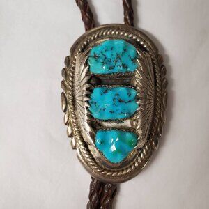 Turquoise and Sterling Silver Bolo Tie